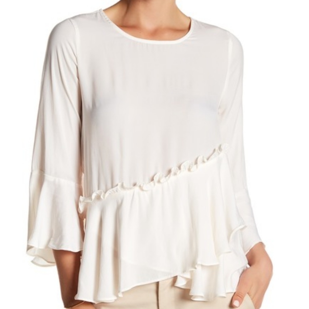 Ro & De Nordstrom Asymmetrical Ruffle Blouse